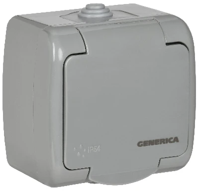 AQUATIC Розетка 1-ая с з/к откр. уст. 16А IP54    РСш12-2-А