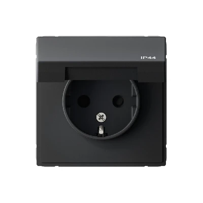 ARTGALLERY розетка с заземл. со шт. с крышк, 16А, IP44, механизм, карбон