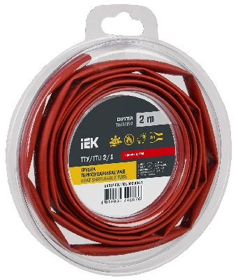 Трубка термоусадочная ТТУ нг-LS 2/1 красная (2м/упак) IEK