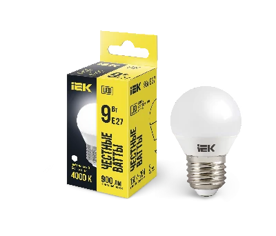 Лампа светодиодная LED 9вт Е27 белый матовый шар ECO