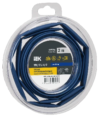 Трубка термоусадочная ТТУ нг-LS 4/2 синяя (2м/упак) IEK
