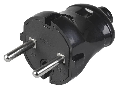 Вилка штепсельная черная 6А