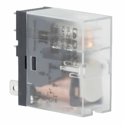 Реле миниатюрное промышленное, 1CO, ком. ток 12А, AgSnO2, напряжение 230V AC, опция: светодиод