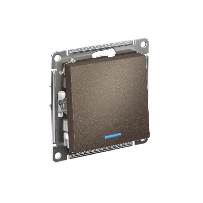 Выключатель одноклавишный ATLASDESIGN с подсветкой схема 1а 10АХ механизм мокко