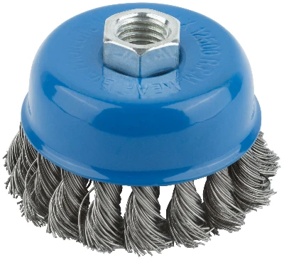 Кордщетка, тип ''чашка'', гайка М14, стальная витая проволока 75 мм