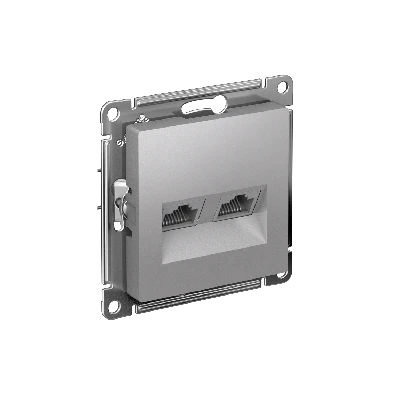 Розетка ATLASDESIGN двойная компьютерная RJ45+RJ45 категория 5E механизм алюминий