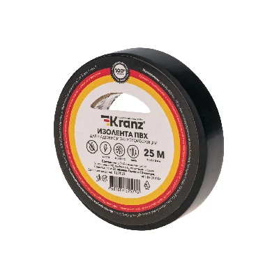 Изолента ПВХ KRANZ 0.13х15 мм, 25 м, черная 5шт