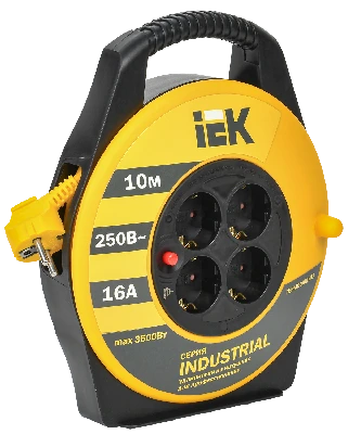 Удлинитель силовой 4 розетки шнур 10м ПВС 3x1.5 УК10 с термозащитой