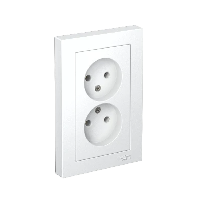 Розетка ATLASDESIGN двойная без заземления 16А в сборе белый