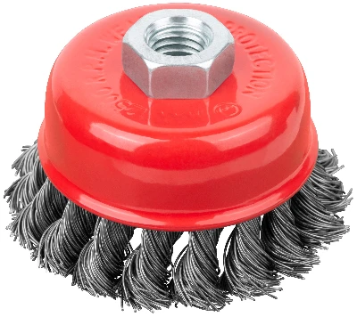 Кордщетка-чашка, гайка М14, стальная витая проволока 75 мм