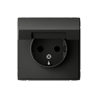 ARTGALLERY розетка с заземл. со шторк. с крышкой, 16А, IP20, механизм, базальт