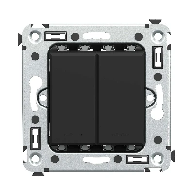 Avanti Кнопка двухклавишная в стену, , Черный матовый