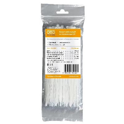 Кабельная стяжка белая 3,6x200mm