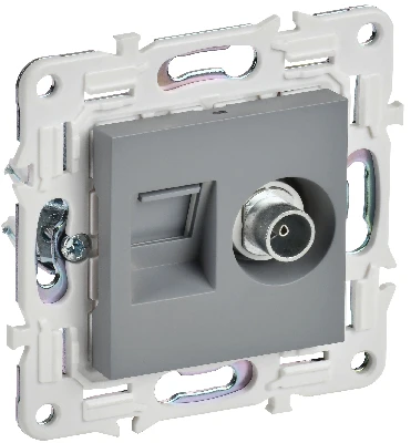 SKANDY Розетка двойная TV+RJ45 кат.5E SK-A14Gr серый IEK