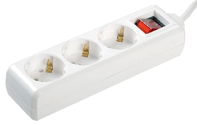 Удлинитель бытовой 3 розетки шнур 3м с заземлением с выключателем 16А