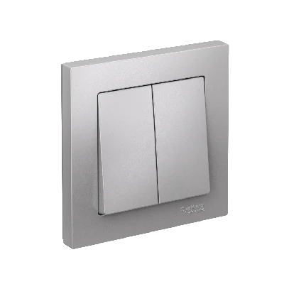 Выключатель двухклавишный ATLASDESIGN схема 5 10АХ в сборе алюминий