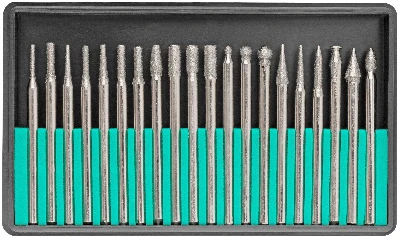 Шарошки, усиленная сталь с алмазным напылением, штифт диаметр 3 мм, 20 шт