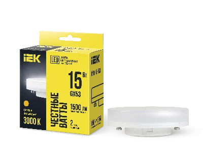 Лампа светодиодная LED 15вт GX53 тепло-белый таблетка ECO