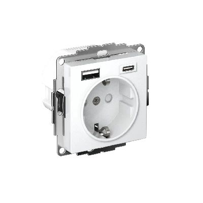 РОЗЕТКА 16А с 2 USB A+C, мех, БЕЛЫЙ