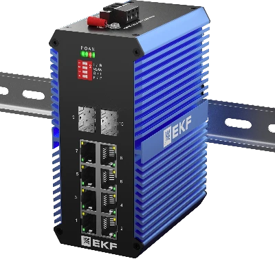 Коммутатор промышленный неуправляемый U-2GX/SFP-8GTP, 2 порта 1000Base-X SFP, 8 портов 10/100/1000Base-T(X) RJ45 c PoE, монтаж на динрейку TSX EKF
