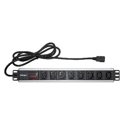 Блок розеток для 19 шкафов, 8 розеток IEC60320 С13, амперметр