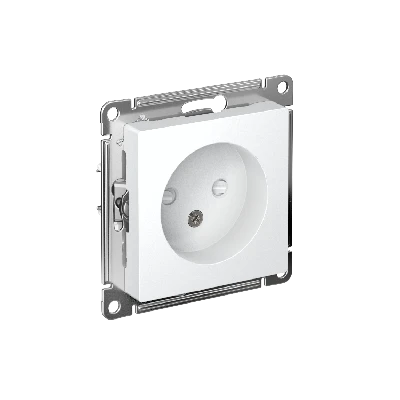 Розетка ATLASDESIGN без заземления со шторками 16А механизм белый