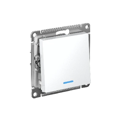 Выключатель одноклавишный ATLASDESIGN с подсветкой схема 1а 10АХ механизм белый