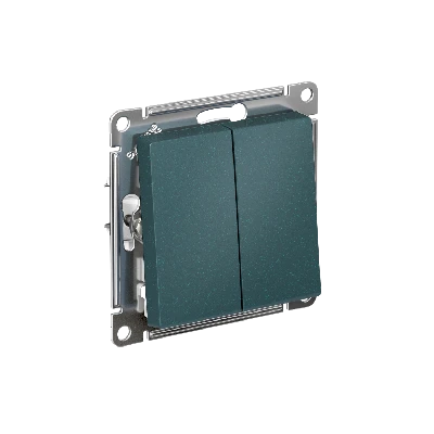 Выключатель двухклавишный ATLASDESIGN схема 5 10АХ механизм изумруд