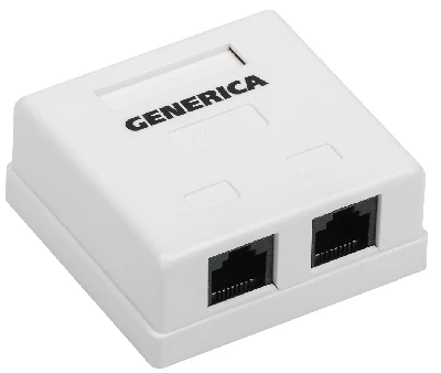 Розетка информационная настенная RJ45 категории 5Е UTP 2 порта GENERICA