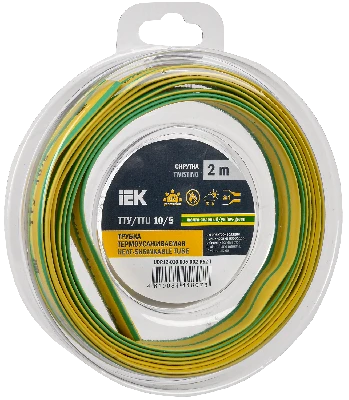 Трубка термоусадочная ТТУ нг-LS 10/5 желто-зеленая (2м/упак) IEK