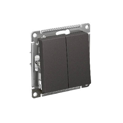 ATLASDESIGN 2-клавишный ПЕРЕКЛЮЧАТЕЛЬ, сх.6/2, 10АХ, механизм, БАЗАЛЬТ