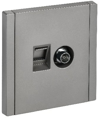 FORTE&PIANO Розетка двойная TV+RJ45 кат.5E FP536 сталь IEK