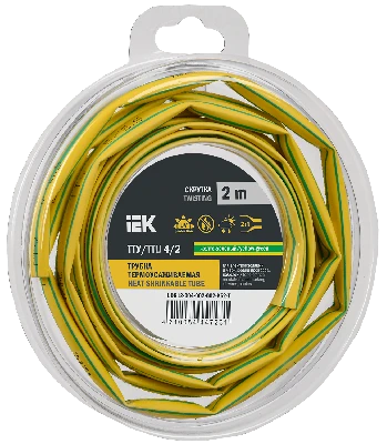 Трубка термоусадочная ТТУ нг-LS 4/2 желто-зеленая (2м/упак) IEK