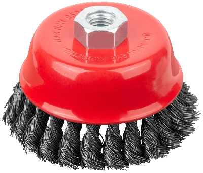 Кордщетка-чашка, гайка М14, стальная витая проволока 100 мм