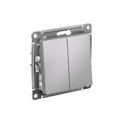 Выключатель двухклавишный ATLASDESIGN схема 5 10АХ механизм алюминий