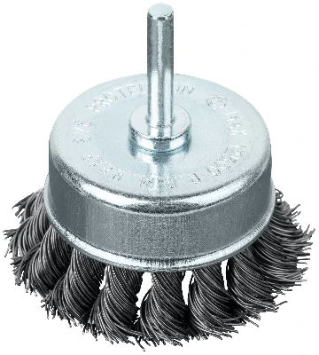 Кордщетка-чашка, со штифтом, витая стальная проволока 70 мм