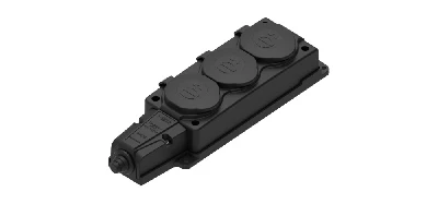 Колодка 3х розетка 2К+З каучуковая 16А/250В IP44 Чёрная MultiSet