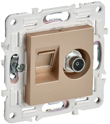 SKANDY Розетка двойная TV+RJ45 кат.5E SK-A14Sa песочный IEK