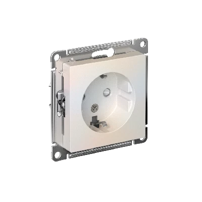 Розетка ATLASDESIGN с заземлением со шторками 16А механизм жемчуг