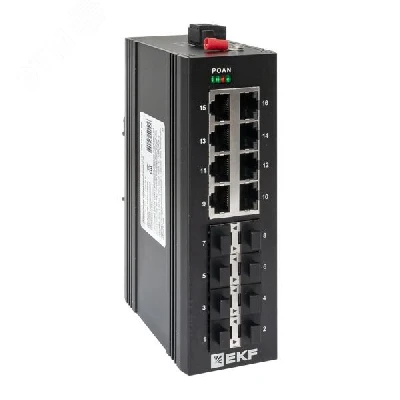 Коммутатор промышленный неуправляемый U-8GX/SFP-8GT, 8 портов 1000Base-X SFP, 8 портов 10/100/1000Base-T(X) RJ45, монтаж на динрейку TSX EKF