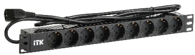 Блок розеток ITK PDU 9 розеток шнур 2 метравилка  IEC 320 C14, профиль из ПВХ, черный