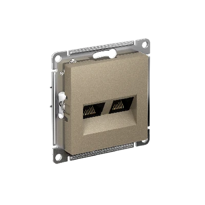 Розетка ATLASDESIGN двойная компьютерная RJ45+RJ45 категория 5E механизм шампань
