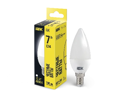 Лампа светодиодная LED 7вт Е14 белый матовая свеча ECO