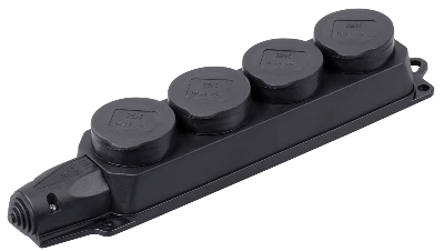 ОМЕГА Розетка каучук четырехместная с защитными крышками IP44