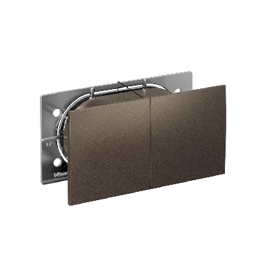 Розетка ATLASDESIGN двойная с заземлением со шторками сдвижная крышка 16А в сборе мокко