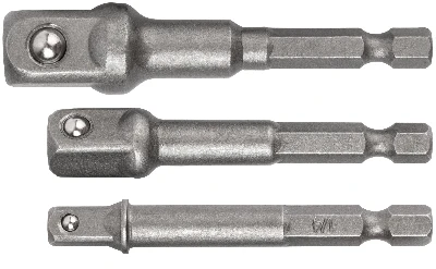 Адаптеры под головки с хвостовика под биты набор 3 штCrV