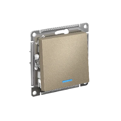 Выключатель одноклавишный ATLASDESIGN с подсветкой схема 1а 10АХ механизм шампань