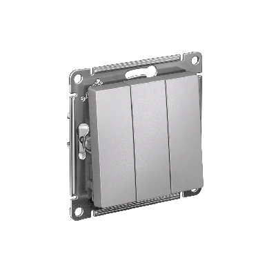 Выключатель трехклавишный ATLASDESIGN схема 1+1+1 10АХ механизм алюминий