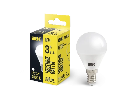 Лампа светодиодная LED 3вт E14 белый матовый шар ECO