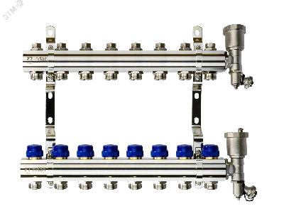 Коллекторная группа FHF-8R set 8 контуров 1' х 3/4' c воздухоотводчиками и кронштейнами